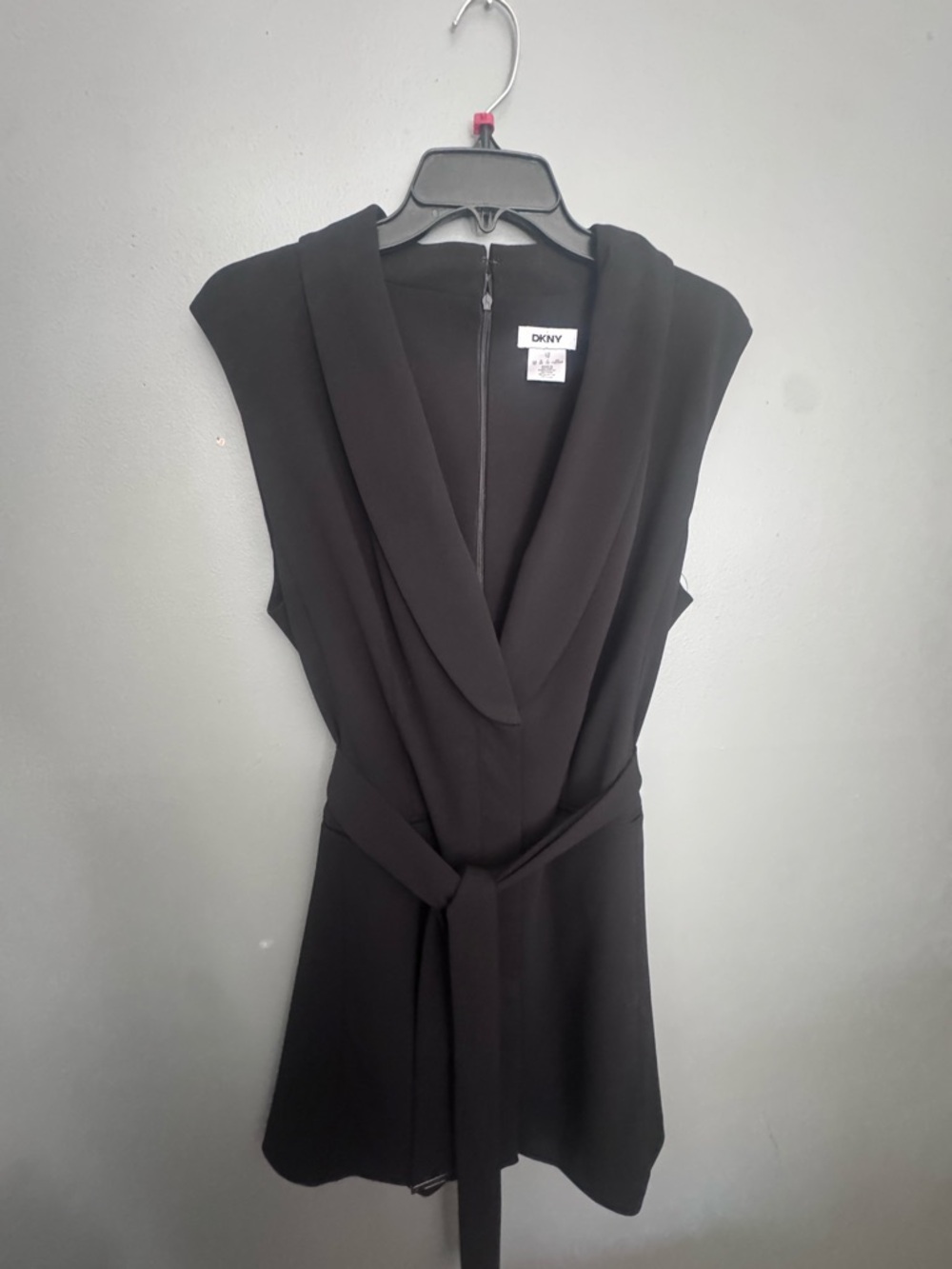 DKNY Black Sleeveless V-Neck Wrap Mini Dress